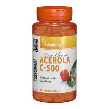 Vitamina C 500 mg cu acerola 40 comprimate masticabile Vitaking