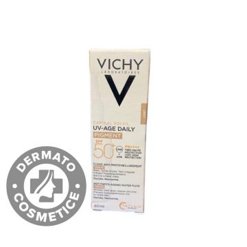 Fluid colorat cu protectie solara SPF 50+ pentru fata impotriva foto-imbatranirii cu peptide si niacinamida UV Age Capital Soleil, 40ml, Vichy