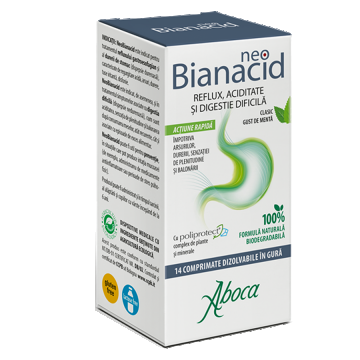 NeoBianacid cu poliprotect pentru aciditate si reflux, 14 tablete, Aboca