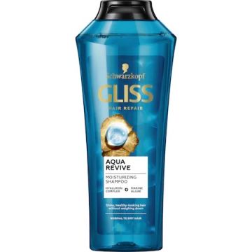 Sampon Aqua Revive pentru par normal sau uscat, cu alge marine si complex de Hyaluron, 400ml, Gliss