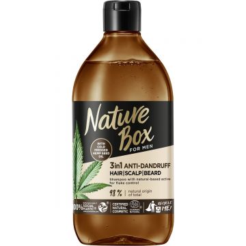 Sampon cu ulei de canepa 3 in 1 pentru barbati, 385ml, Nature Box