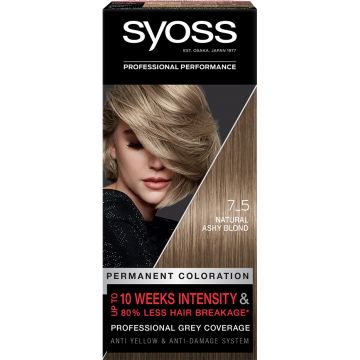 Vopsea de par permanenta 7-5 Blond Rece si Cenusiu, 115ml, Syoss