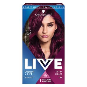 Vopsea de par permanenta Schwarzkopf Intense Color Color + Lift L76 Ultra Violet, 142.5ml, Live