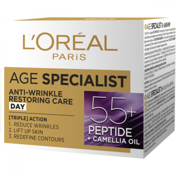 Crema antirid pentru fata de zi Age Specialist 55+, 50ml, L'Oreal Paris