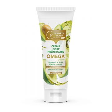 Crema de corp hranitoare cu omega 3 6 7 8 si ulei de avocado Omega Plus, 200ml, Cosmetic Plant