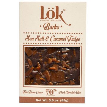 Dark Chocolate 70% cacao cu caramel si sare marina, 85g, LOK