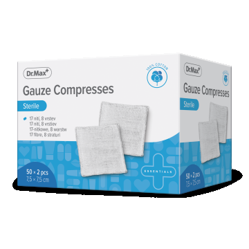 Dr.Max Comprese sterile 7.5 x 7.5cm, 2 bucati