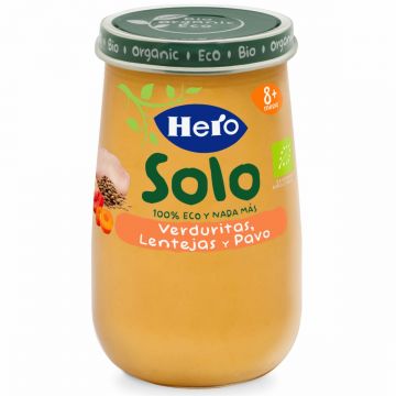 Meniu legume, curcan si linte Solo pentru +8 luni, 190g, Hero Baby