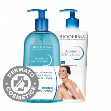 Pachet Atoderm Crema Ultra Parfumata 500ml + Atoderm Gel de dus 500ml, Bioderma