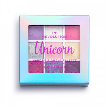 Paleta fard Makeup Revolution, I Heart Revolution, Vegan, Highlighter & Blush Palette 2-In-1, 1.5 g (Nuanta fard: Unicorn)