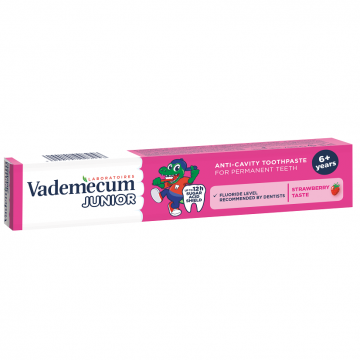Pastă de dinți cu aromă de căpșuni Junior, 6 ani+, 75 ml, Vademecum 