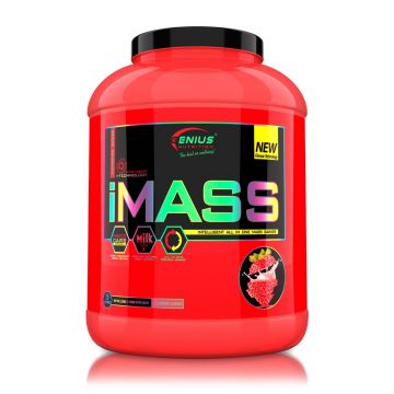 Proteine din zer iMass cu aroma de capsuni, 2500g, Genius Nutrition