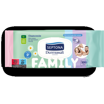 Servetele cu capac Family Dermasoft, 100 bucati, Septona