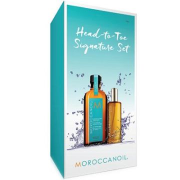Set Moroccanoil Head to Toe: Ulei de corp, 50 ml si Tratament pntru toate tipurile de par, 100 ml (Concentratie: Tratamente pentru par, Gramaj: 100 ml)