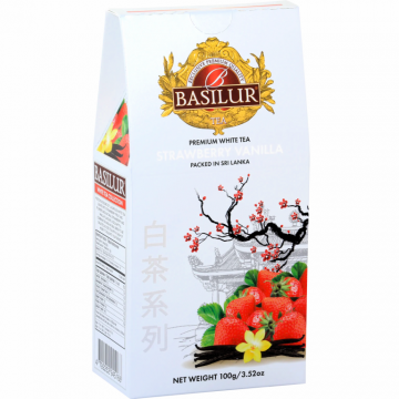 Ceai alb premium White Tea Collection capsuni vanilie refill 100g - BASILUR