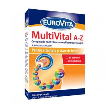 Complex de vitamine și minerale Multivital A-Z, 40 comprimate, Eurovita