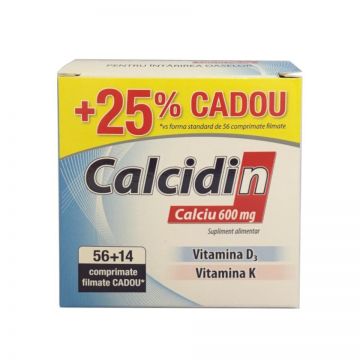 Pachet Calcidin, 56 comprimate + 14 comprimate Gratis, Zdrovit