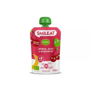 Piure Bio din cirese, acai si amaranth, +8 luni, 100 g, Smileat