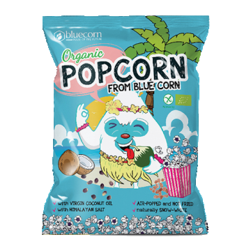 Popcorn bio pentru copii cu ulei de cocos si sare de Himalaya, 20g, Popcrop
