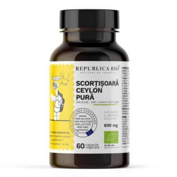 Scortisoara Ceylon pura ecologica, 60 capsule vegetale, Republica Bio
