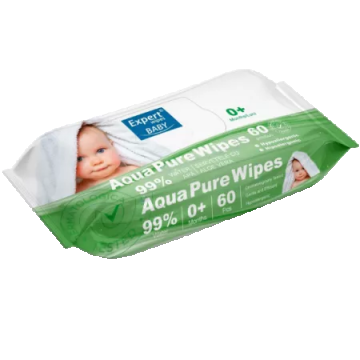 Servetele umede pentru bebelusi flushable cu Aloe Aqua Wipes, 60 bucati, Expert Wipes