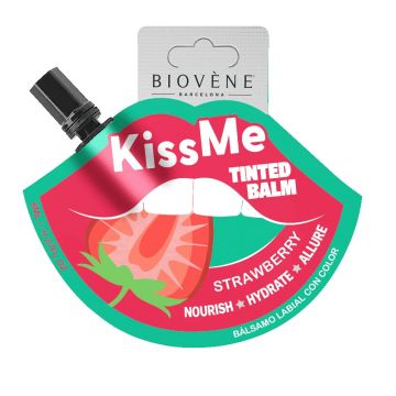 Balsam de buze colorat cu capsuni Kiss Me, 8ml, Biovene