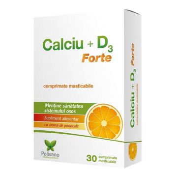 Calciu + vitamina D3 Forte, 30 comprimate masticabile