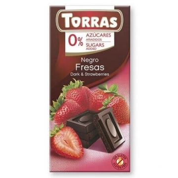 Ciocolata neagra cu capsuni, 75 g, Torras