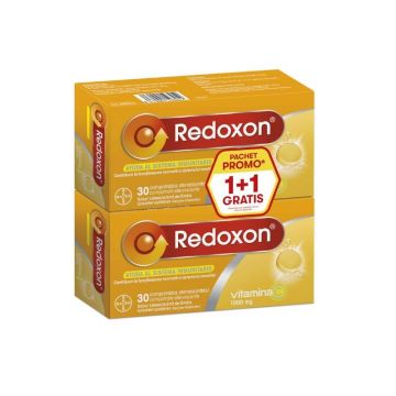 Pachet Redoxon Vitamina C 1000mg cu aroma de lamaie, 30 + 30 comprimate efervescente