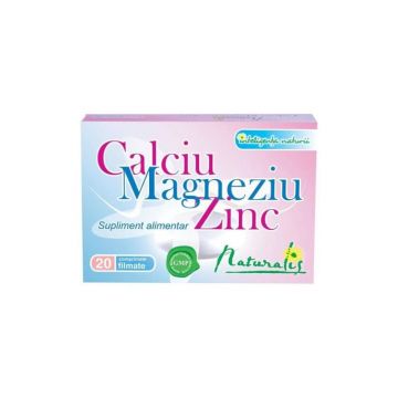 Naturalis Calciu+Magneziu+Zinc, 20 comprimate