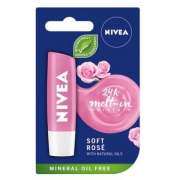 nivea balsam de buze hranitor soft rose 4.8g/5.5ml