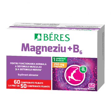 Pachet Magneziu + B6, 50+10 comprimate, Beres Pharmaceuticals