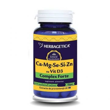 Ca+Mg+Se+Zn organice cu D3, 120 capsule, Herbagetica