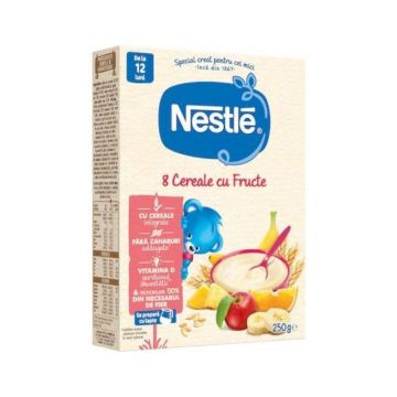 Cereale Nestlé® 8 Cereale cu Fructe, 250g, de la 12 luni