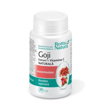 Goji Extract + Vitamina C naturala, 30 comprimate masticabile, Rotta Natura