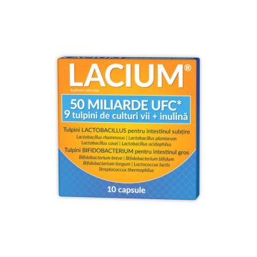 Lacium 50 miliarde UCF, 10 capsule, flora intestinala