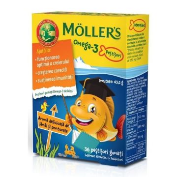 Moller's Omega-3 aroma portocala, 36 pestisori gumati