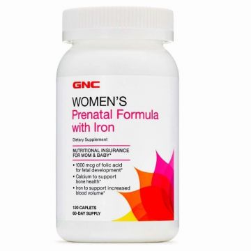 GNC, Formula Prenatala cu Fier pentru femeile insarcinate, 120 capsule