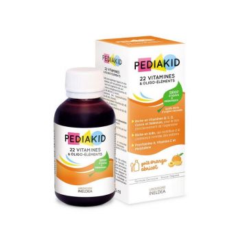 Pediakid 22 Vitamine si Oligoelemente sirop cu gust de portocale, 125 ml