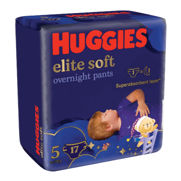 Scutece chilotel de noapte Elite Soft Pants Overnight Nr.5, 12-17kg, 17 bucati, Huggies