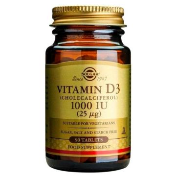 Solgar Vitamin D3 1000 UI, 90 comprimate