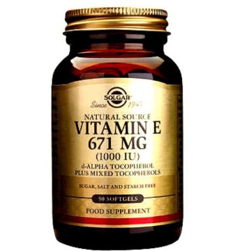 Solgar Vitamin E 1000 UI, 671 mg, 50 capsule gelate