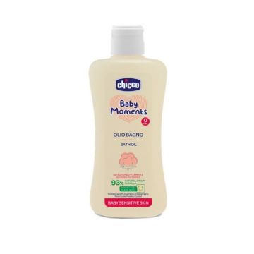 Chicco Baby Moments Sensitive Ulei de baie dermatologic, 200 ml, 0 luni+