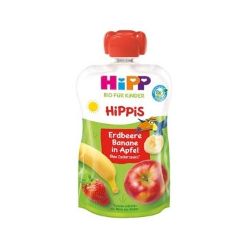 Hipp Piure mar, capsuni, banana, 100g