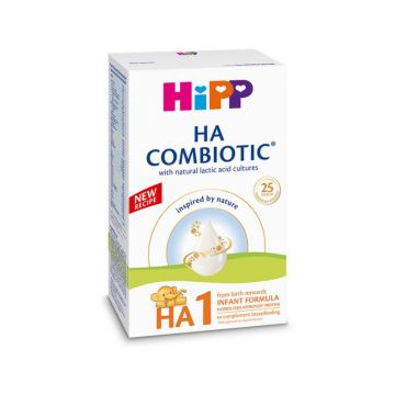 Lapte praf formula de inceput HA1 Combiotic, +0 luni, 350g, Hipp