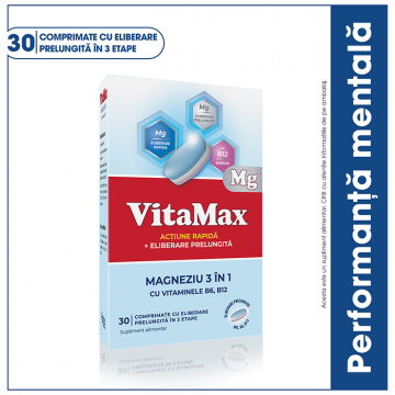 Vitamax Magneziu 3 in 1, 30 comprimate eliberare lenta
