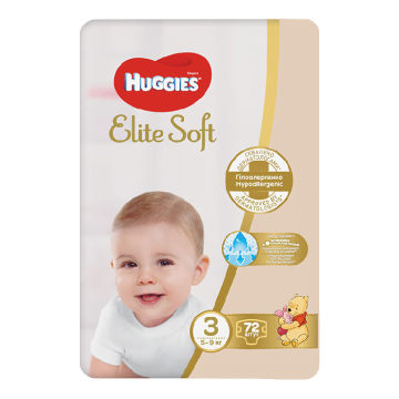 Huggies Scutece Elite Soft Mega Nr.3, 5-9 kg, 72 bucati