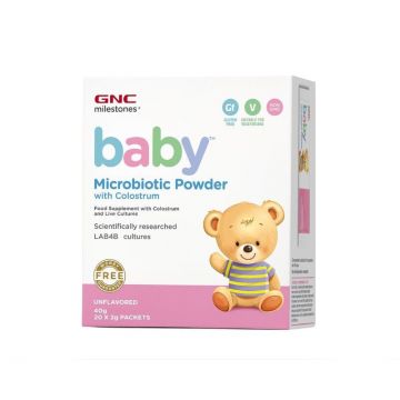 Milestones® Baby™ microbiotic pudra cu colostru, fara aroma, 20 pliculete, GNC