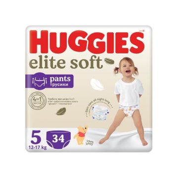 Scutece chilotel Elite Soft Pants Nr.5, 12-17 kg, 34 bucati, Huggies