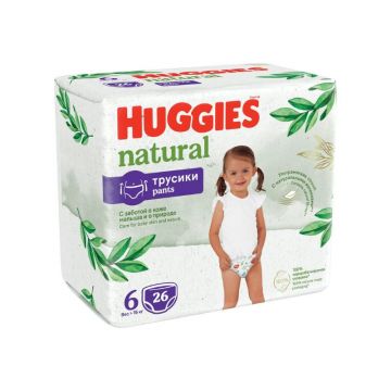 Huggies Scutece chilotel Natural Pants Nr.6, 15+kg, 26 bucati